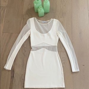 White Body-Con Long Sleeve Dress- Tiger Mist
